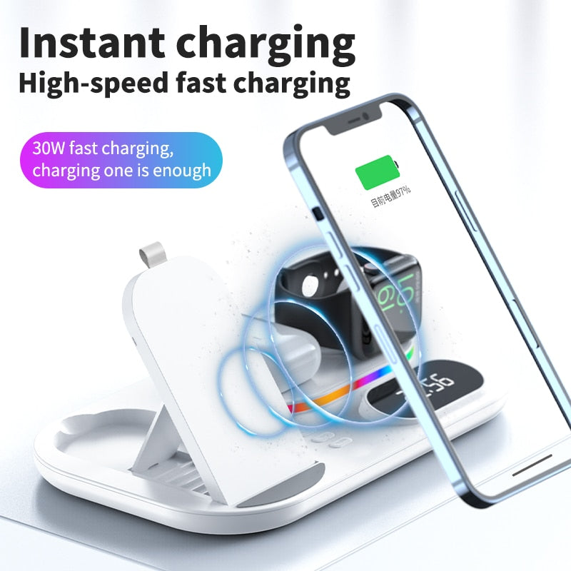 Magnetic 4-in-1 Wireless Charger Dock with LED