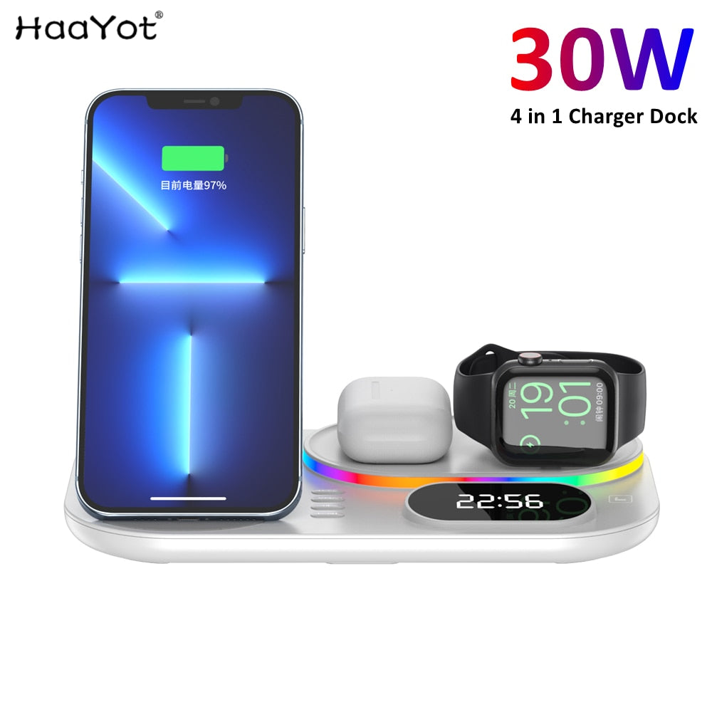 Magnetic 4-in-1 Wireless Charger Dock with LED