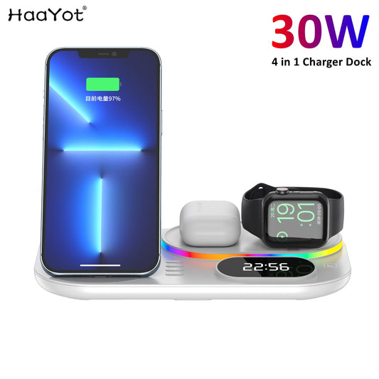 Magnetic 4-in-1 Wireless Charger Dock with LED